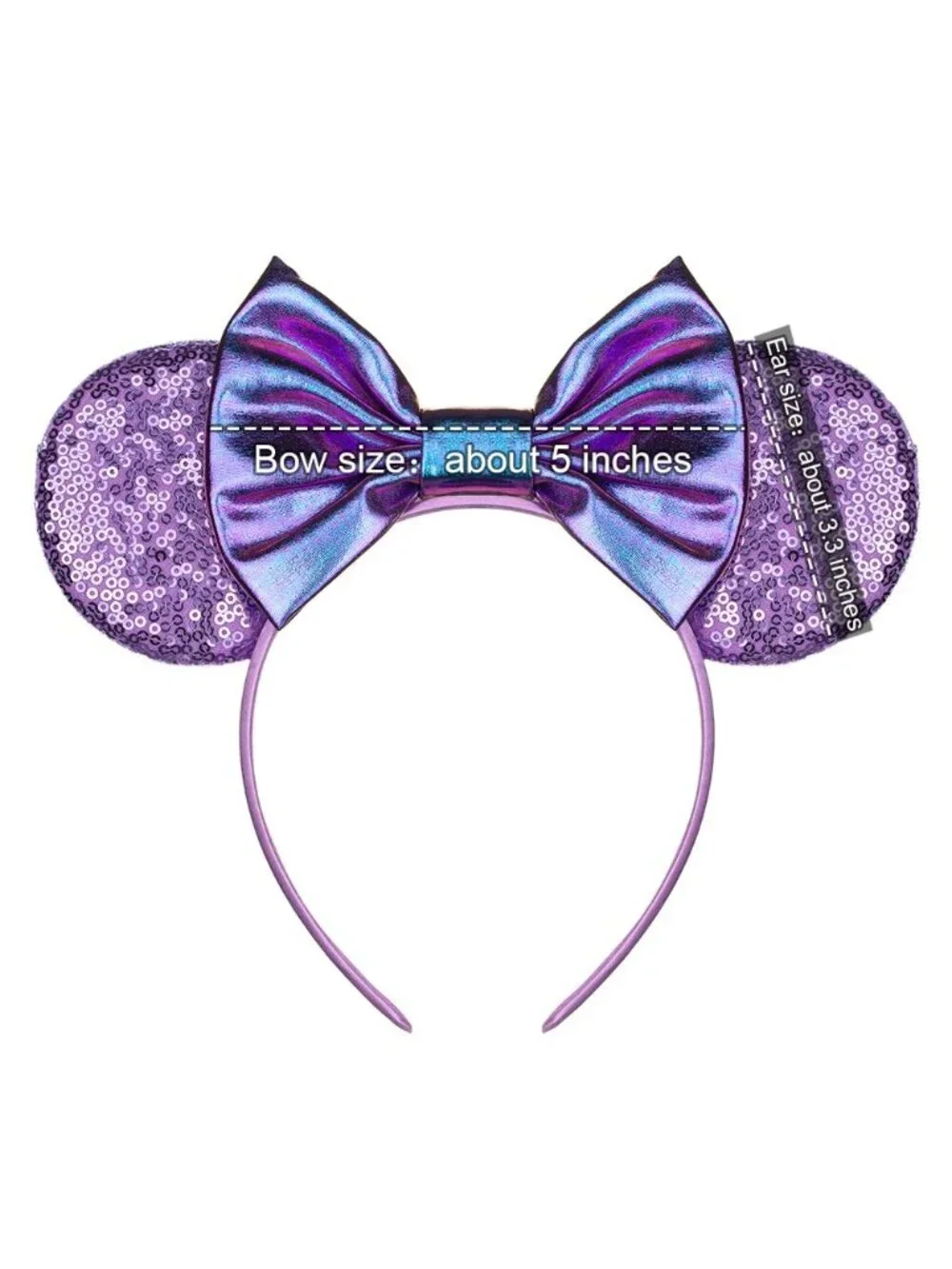Women Purple Shiny Bow Mickey Mouse Hair Headband For Cosplay